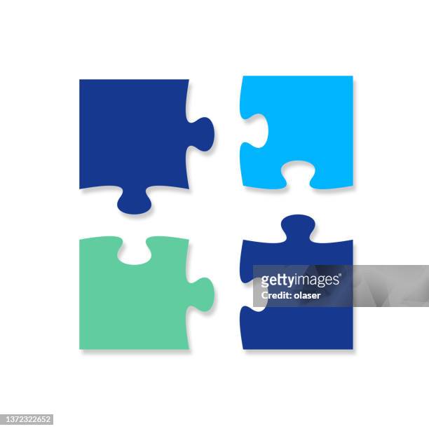 stockillustraties, clipart, cartoons en iconen met small incomplete jigsaw puzzle - 4 piece puzzle