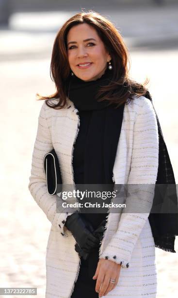 Mary, Crown Princess of Denmarkattends Christian IX's Palace on February 23, 2022 in Copenhagen, Denmark. The Duchess of Cambridge visits Copenhagen...