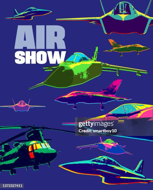 military aircraft / airshow poster - raf symbol stock illustrations