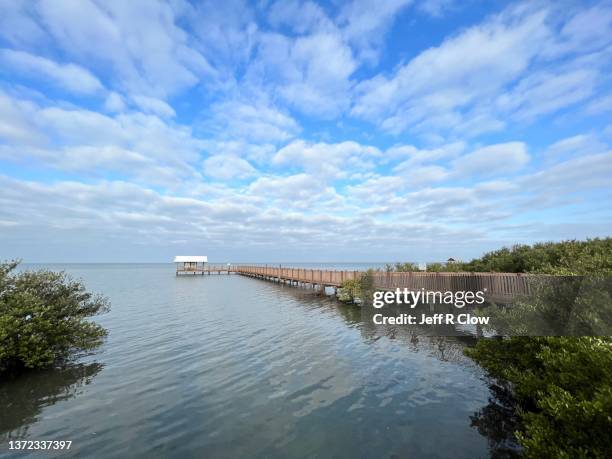 morning clouds at the boardwalk - south padre island stock pictures, royalty-free photos & images