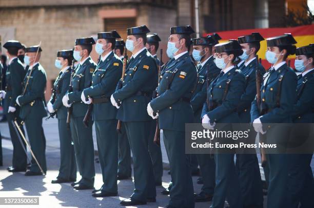 Members of the Civil Guard attend the ceremony of inauguration of Antonio Jesus Orantos as head of the Command of the XIII Zone of the Civil Guard,...