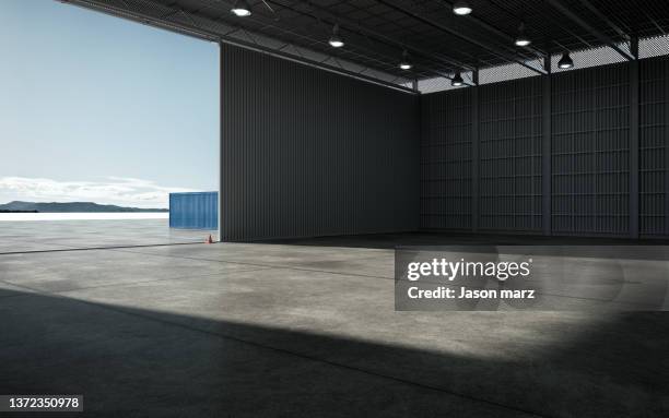 seaside warehouse - almacén fotografías e imágenes de stock
