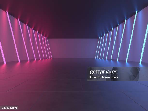 3d illustration empty futuristic space - surreal office stock pictures, royalty-free photos & images
