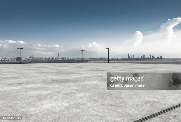 rooftop and parking lot - flat top stock pictures, royalty-free photos & images
