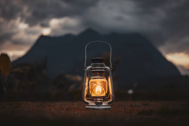 Classic lanterns hanging on poles
