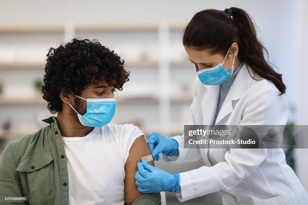 Indian man got vaccinated against coronavirus at clinic