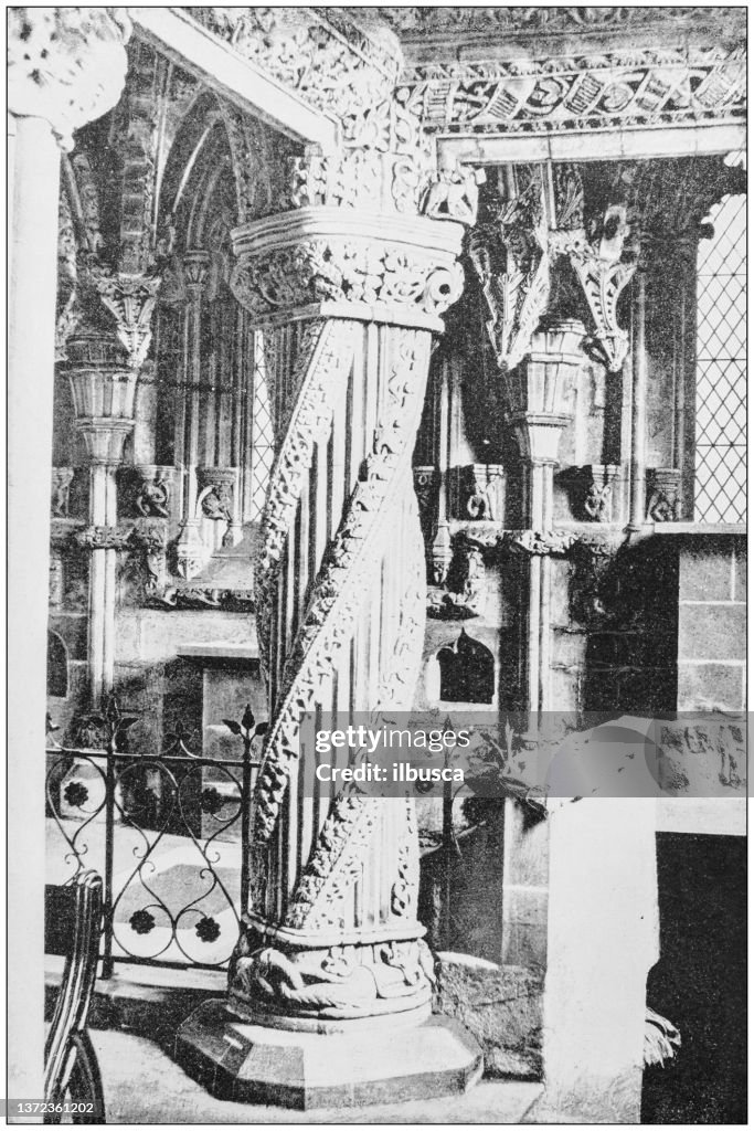 Antique photograph of World's famous sites: Roslin chapel, Roslin, Scotland