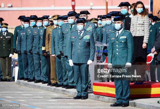The colonel, Antonio Jesus Orantos , in the act of his inauguration as head of the Command of the XIII Zone of the Civil Guard, in the Campogiro...