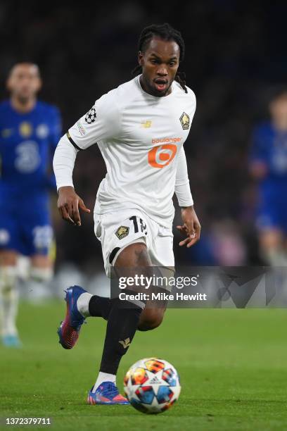 Renato Sanches of Lille in action during the UEFA Champions League Round Of Sixteen Leg One match between Chelsea FC and Lille OSC at Stamford Bridge...