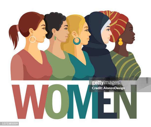 women power. - family with young adults diversity stock illustrations