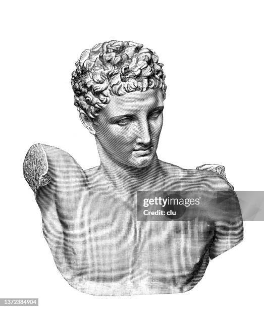 hermes bust - hermes statue stock illustrations