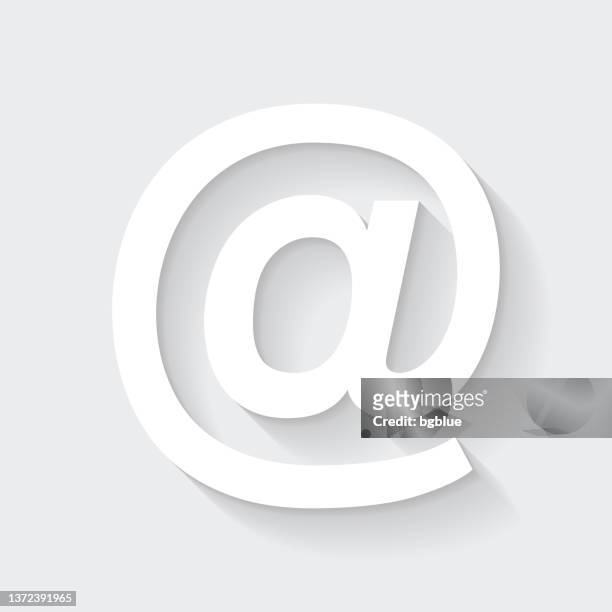 at. icon with long shadow on blank background - flat design - at symbol stock illustrations