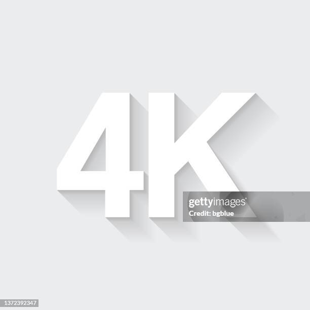 4k, 4000 - four thousand. icon with long shadow on blank background - flat design - weights isolated stock illustrations