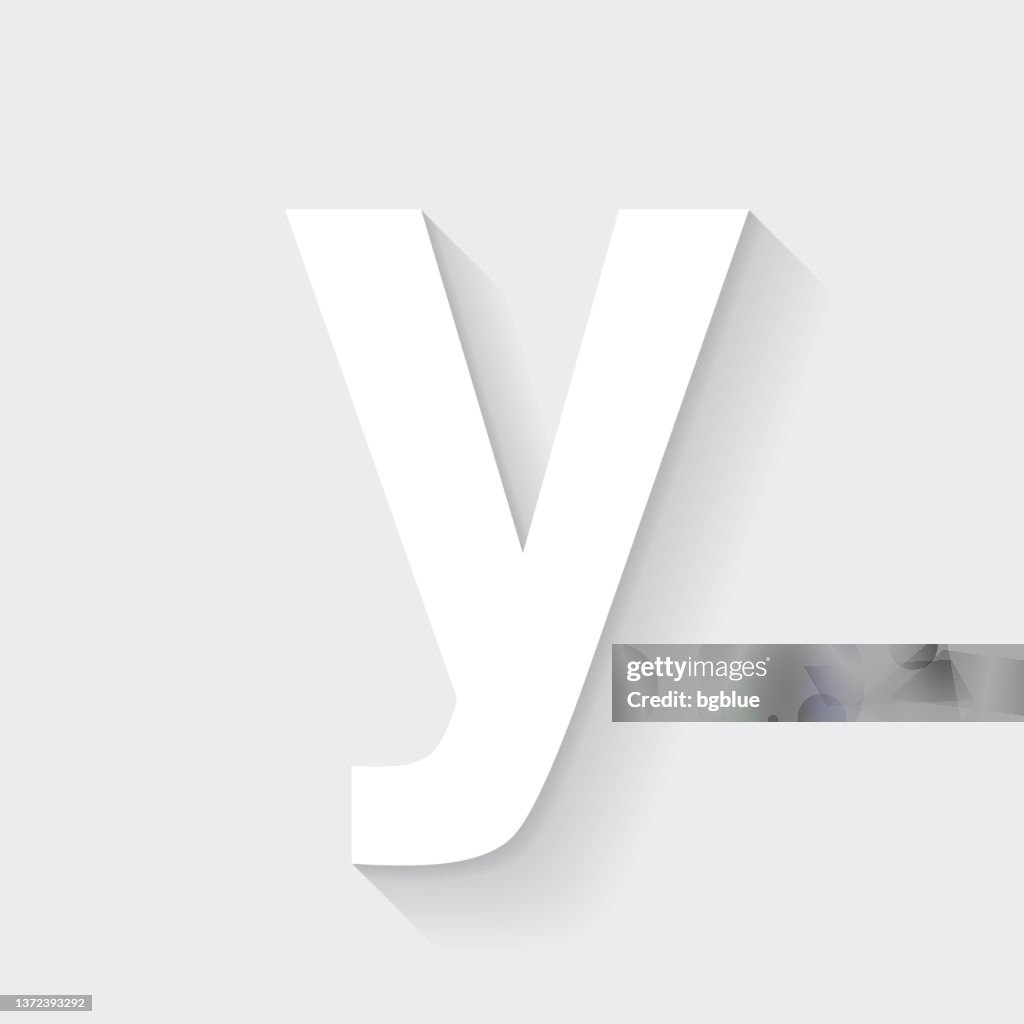 Carta y. Ícone com sombra longa em fundo em branco - Design Plano
