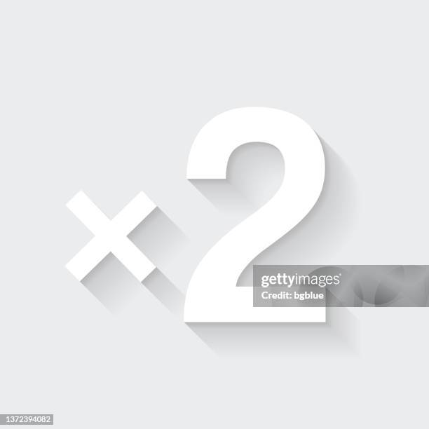 x2, two times. icon with long shadow on blank background - flat design - algebra illustration stock illustrations