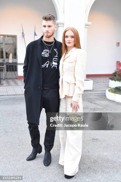 Abigail Cowen and Danny Griffin are seen on the front row of the Alberta Ferretti fashion show during the Milan Fashion Week Fall/Winter 2022/2023 on...