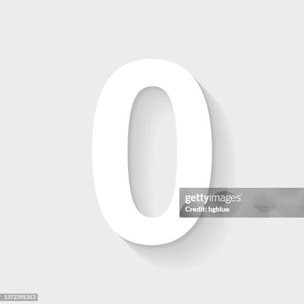 illustrations, cliparts, dessins animés et icônes de 0 - nombre zéro. icône avec une ombre longue sur fond vide - flat design - chiffre 0