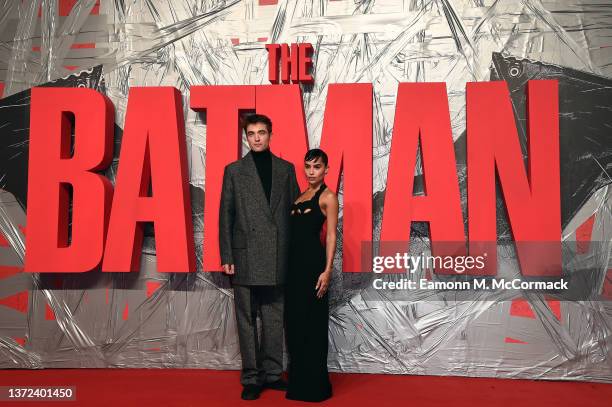 Robert Pattinson and Zoe Kravitz attend "The Batman" special screening at BFI IMAX Waterloo on February 23, 2022 in London, England.