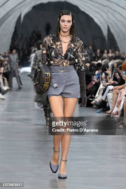Vittoria Ceretti walks the runway at the Fendi fashion show during the Milan Fashion Week Fall/Winter 2022/2023 on February 23, 2022 in Milan, Italy.