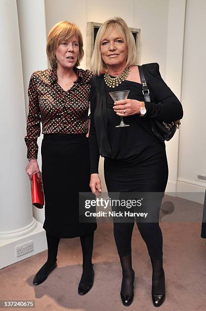 Emma Soames and Celestia Fox attend the book launch party of David Hockney: The Biography by Christopher Simon Sykes at Sotheby's on January 16, 2012...