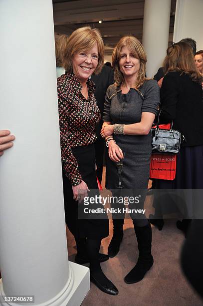 Emma Soames and Rachel Johnson attend the book launch party of David Hockney: The Biography by Christopher Simon Sykes at Sotheby's on January 16,...