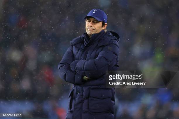 Antonio Conte, Manager of Tottenham Hotspur looks on during the Premier League match between Burnley and Tottenham Hotspur at Turf Moor on February...