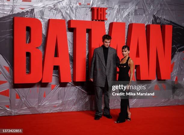 Robert Pattinson and Zoë Kravitz attend a special screening of The Batman at BFI IMAX Waterloo on February 23, 2022 in London, England.