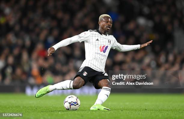 Jean Michaël Seri of Fulham passes the ball during the Sky Bet Championship match between Fulham and Peterborough United at Craven Cottage on...