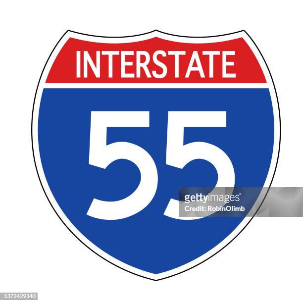 interstate 55 road sign - number 55 stock illustrations