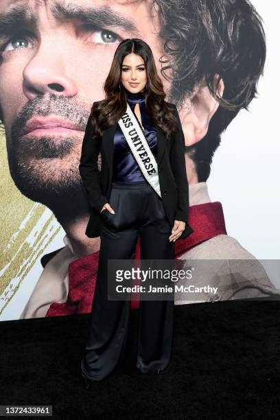 Miss Universe 2021 Harnaaz Sandhu attends the special screening of "Cyrano" at SVA Theater on February 23, 2022 in New York City.