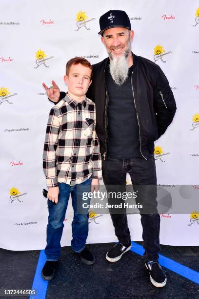 Revel Young Ian and Scott Ian attend the Vote Arts & Minds Signature Event at Fender Corona Campus on February 23, 2022 in Corona, California.