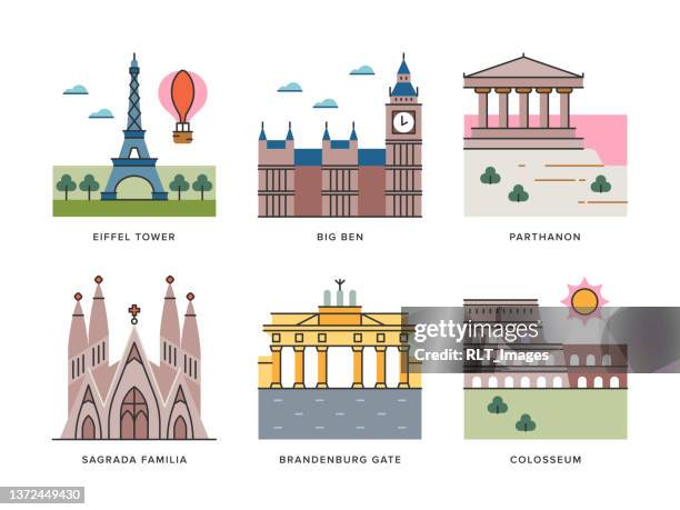 travel landmarks of europe 2 — brightline large icon series - 國際名勝 幅插畫檔、美工圖案、卡通及圖標