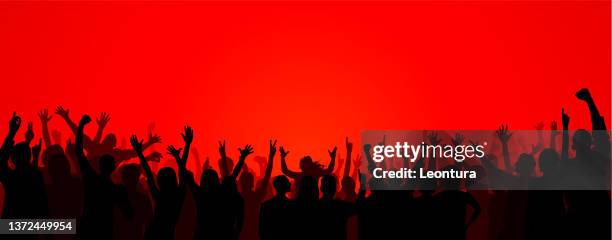 crowd (all people are complete- a clipping path hides the legs) - protestor crowd stock illustrations