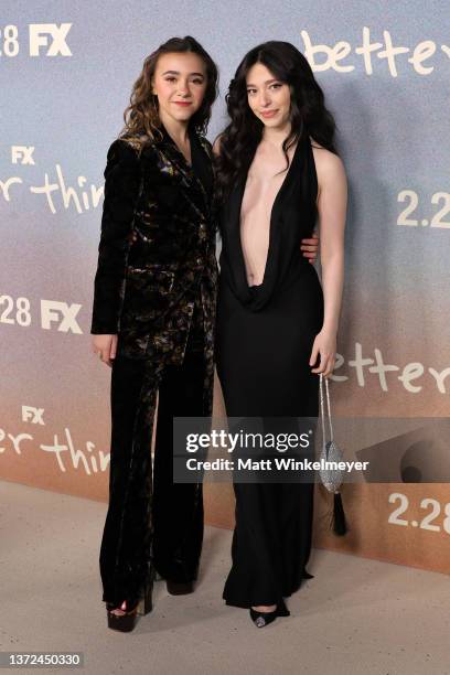 Olivia Edward and Mikey Madison attend the 5th and final season celebration of FX's "Better Things" at Hollywood Forever on February 23, 2022 in...