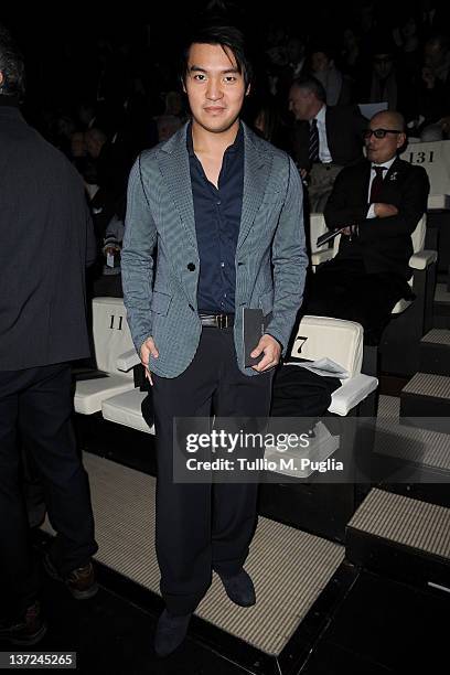 Ray Chen attends the Giorgio Armani fashion show as part of Milan Fashion Week Menswear Autumn/Winter 2012 on January 17, 2012 in Milan, Italy.