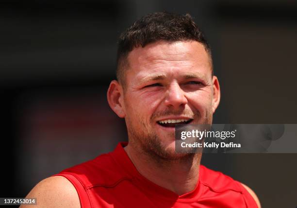 Steven May of the Demons looks on after the win during the AFL practice match between the Melbourne Demons and the North Melbourne Kangaroos at Casey...