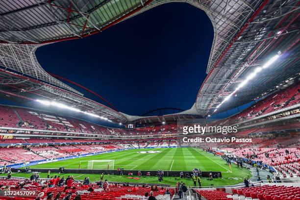General view of the stadium prior to the UEFA Champions League Round Of Sixteen Leg One match between SL Benfica and AFC Ajax at Estadio da Luz on...