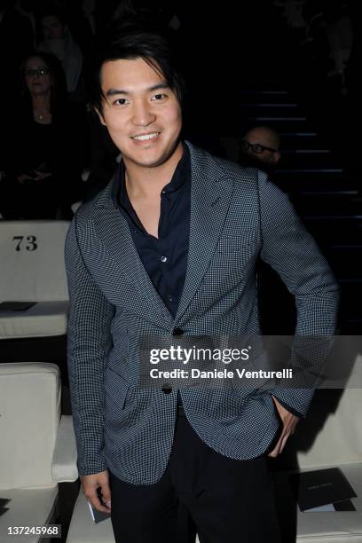 Ray Chen attends the Giorgio Armani fashion show as part of Milan Fashion Week Menswear Autumn/Winter 2012 on January 17, 2012 in Milan, Italy.