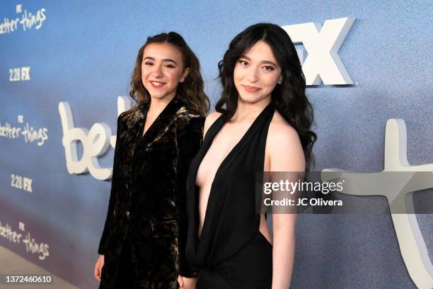 Actors Olivia Edward and Mikey Madison attend the 5th and final season celebration of FX's "Better Things" at Hollywood Forever on February 23, 2022...