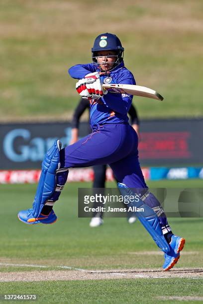 Indian player Richa Ghosh bats during game five in the One Day International series between the New Zealand White Ferns and India at John Davies Oval...