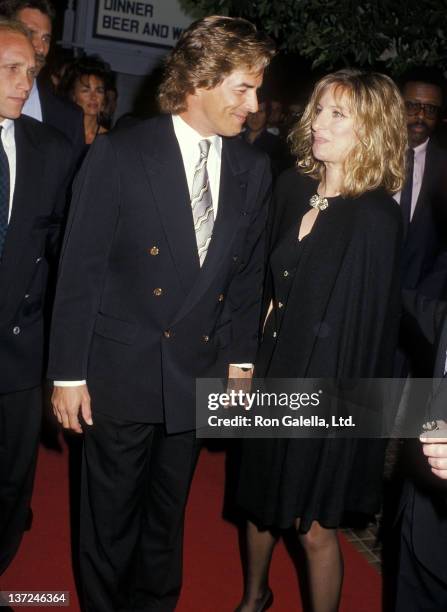 Actor Don Johnson and actres/singer Barbra Streisand attend the "Sweet Hearts Dance" Westwood Premiere and After Party on September 18, 1988 at the...