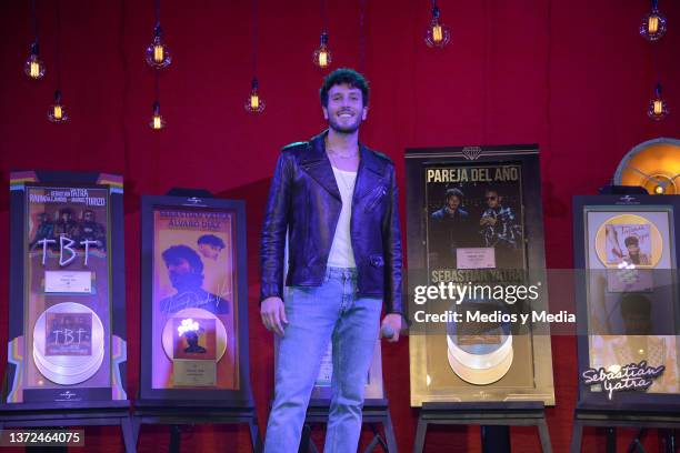 Colombian singer Sebastián Yatra poses for photo during a press conference ahead of his concert at Auditorio Nacional on February 23, 2022 in Mexico...