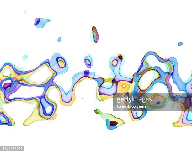 abstract morphing colorful shapes isolated on white background - smoke physical structure 個照片及圖片檔