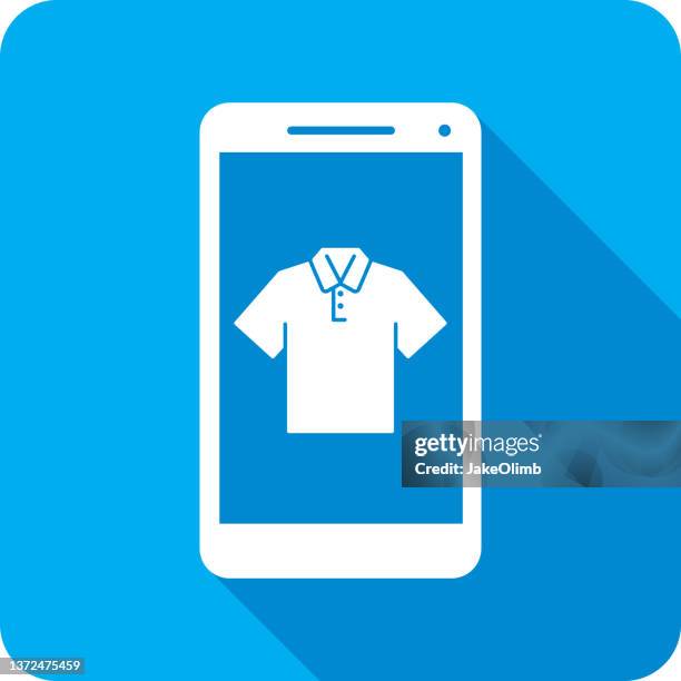 illustrations, cliparts, dessins animés et icônes de polo shirt smartphone icône silhouette - blue polo shirt