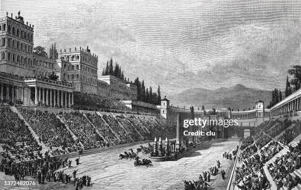 circus maximus, chariot race - circus maximus stock illustrations