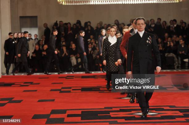 Actors led by Gary Oldman walk the runway during the Prada ready to Wear Fall/Winter 2012 - 2013 show as part of the Milan Men Fashion Week on...