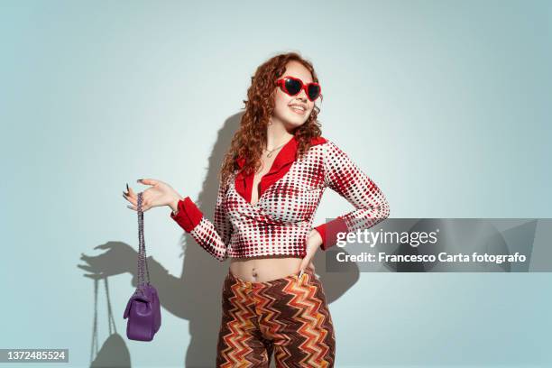 woman with eccentric clothing - eccentric ストックフォトと画像