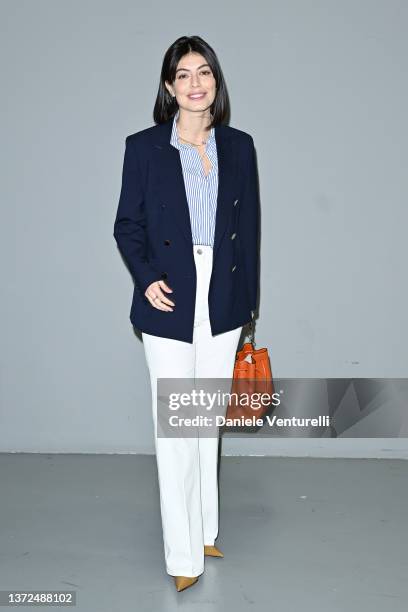 Alessandra Mastronardi is seen on the front row of the Max Mara fashion show during the Milan Fashion Week Fall/Winter 2022/2023 on February 24, 2022...