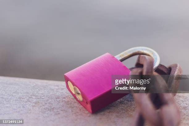 close-up of locks on bridge. - travel loyalty stock pictures, royalty-free photos & images