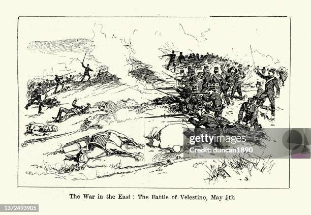 battle of velestino, greco-turkish war of 1897 - greece war stock illustrations